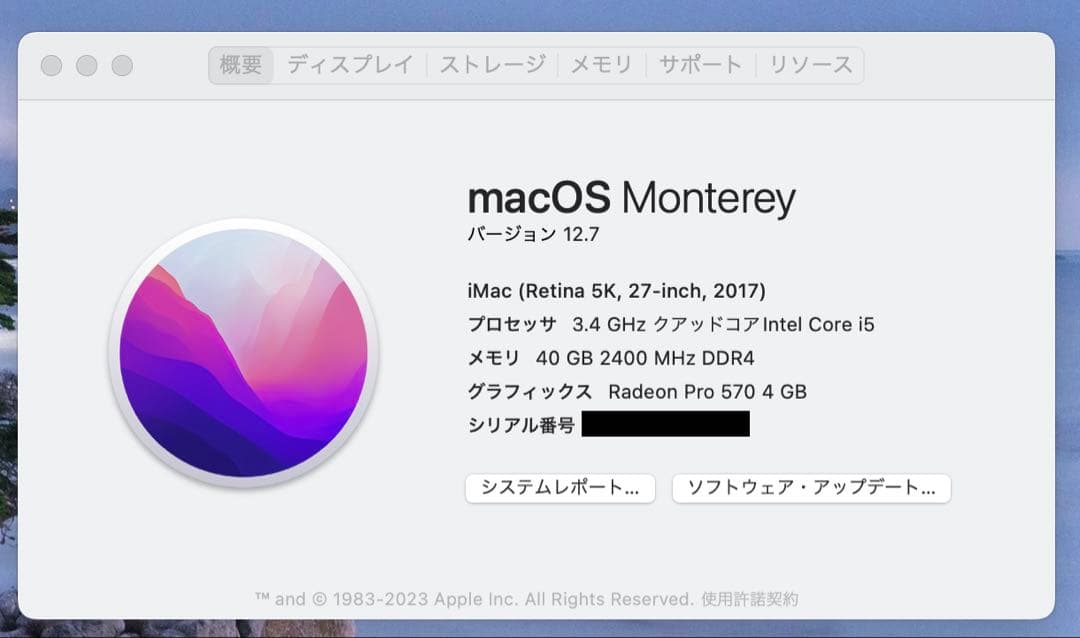 な*う様 iMac (27インチ, MID 2017, 40GB / 1TB)