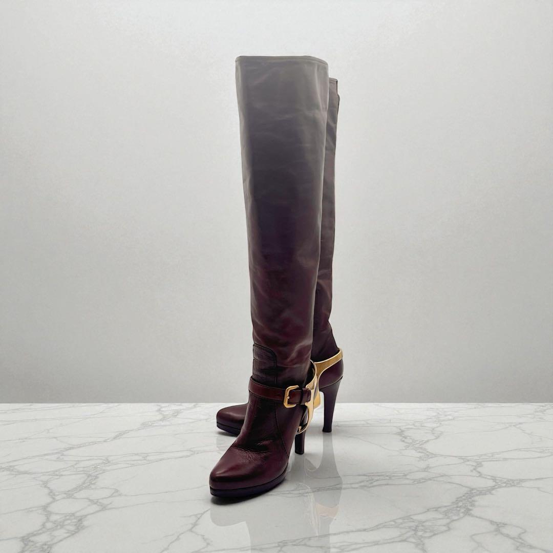 PRADA プラダ 4wayロングブーツ ブラウンレザー ベルトチャーム 21