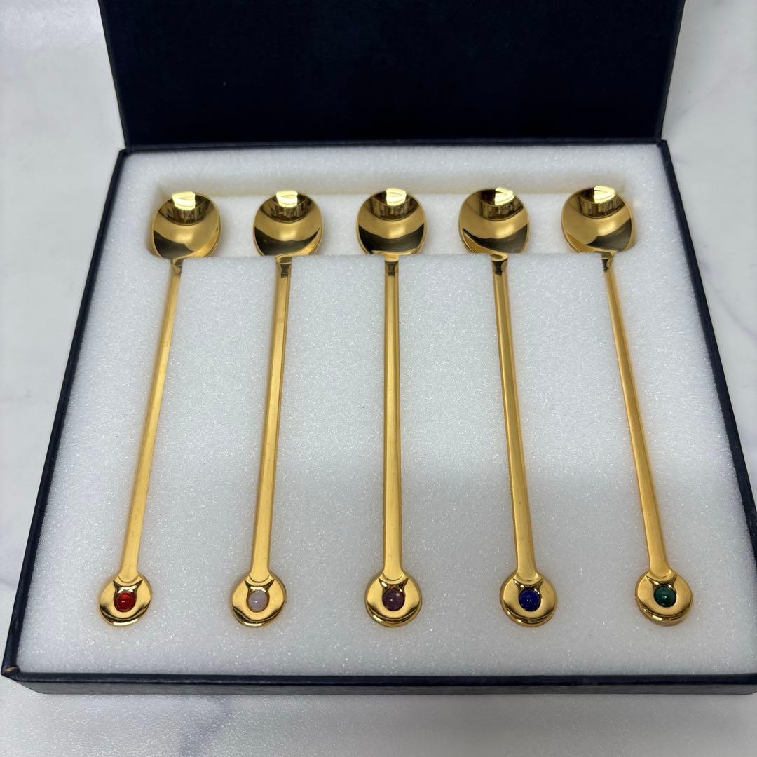 0522 ミキモト　半貴石　カトラリー　スプーン　希少　未使用　※値下げ不可.