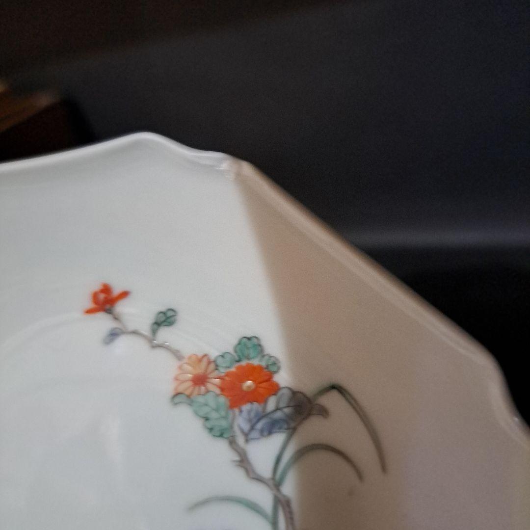 11代柿右衛門　登録申請許可収得記念 工芸技術保存指定品　八角色絵銘々皿　角渦福