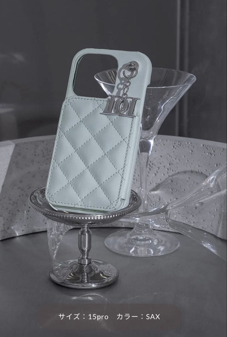 ダーリッチ　キルティングミラーDDチャームiPhoneケース13-14