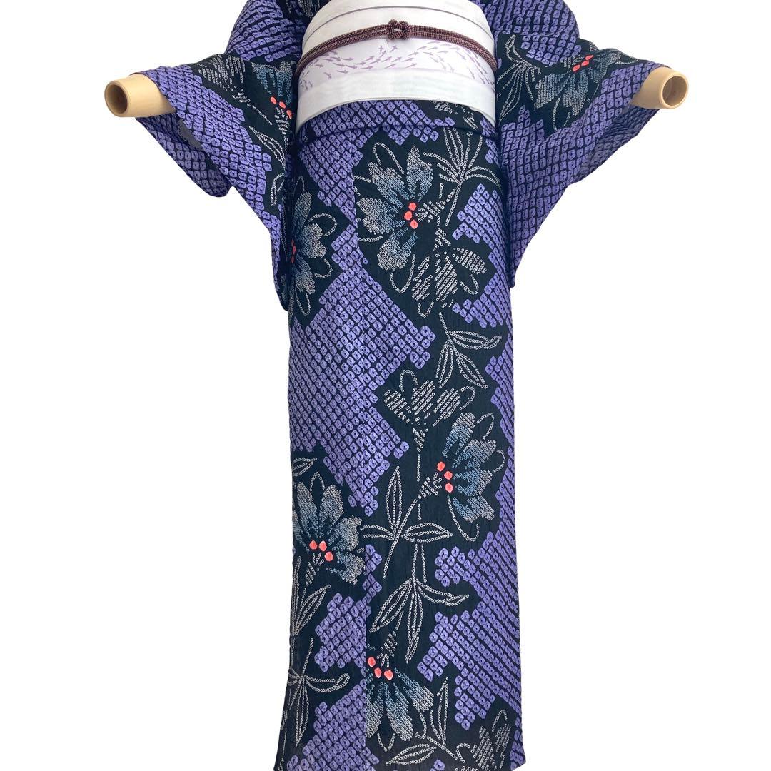★ゆうこです★™️60/4紫　身丈155 有松絞り　絞り染め　絞り浴衣　浴衣