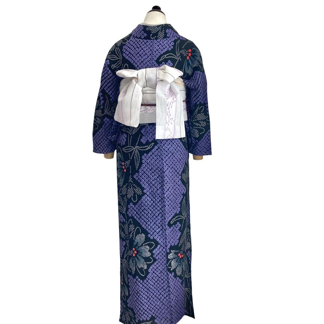 ★ゆうこです★™️60/4紫　身丈155 有松絞り　絞り染め　絞り浴衣　浴衣