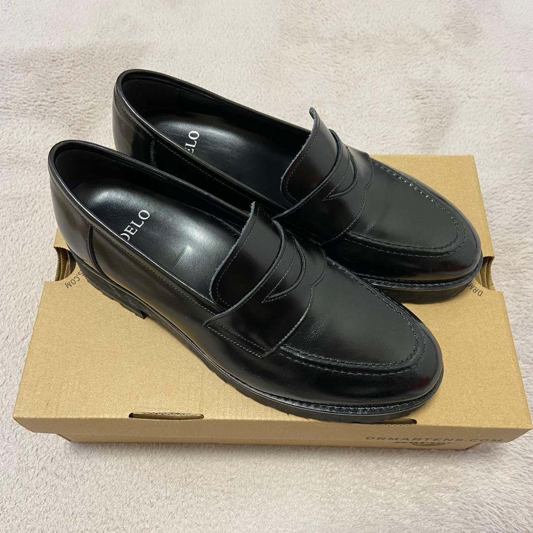 アデロ ADELO ローファー レザー 黒 6cmUP 25