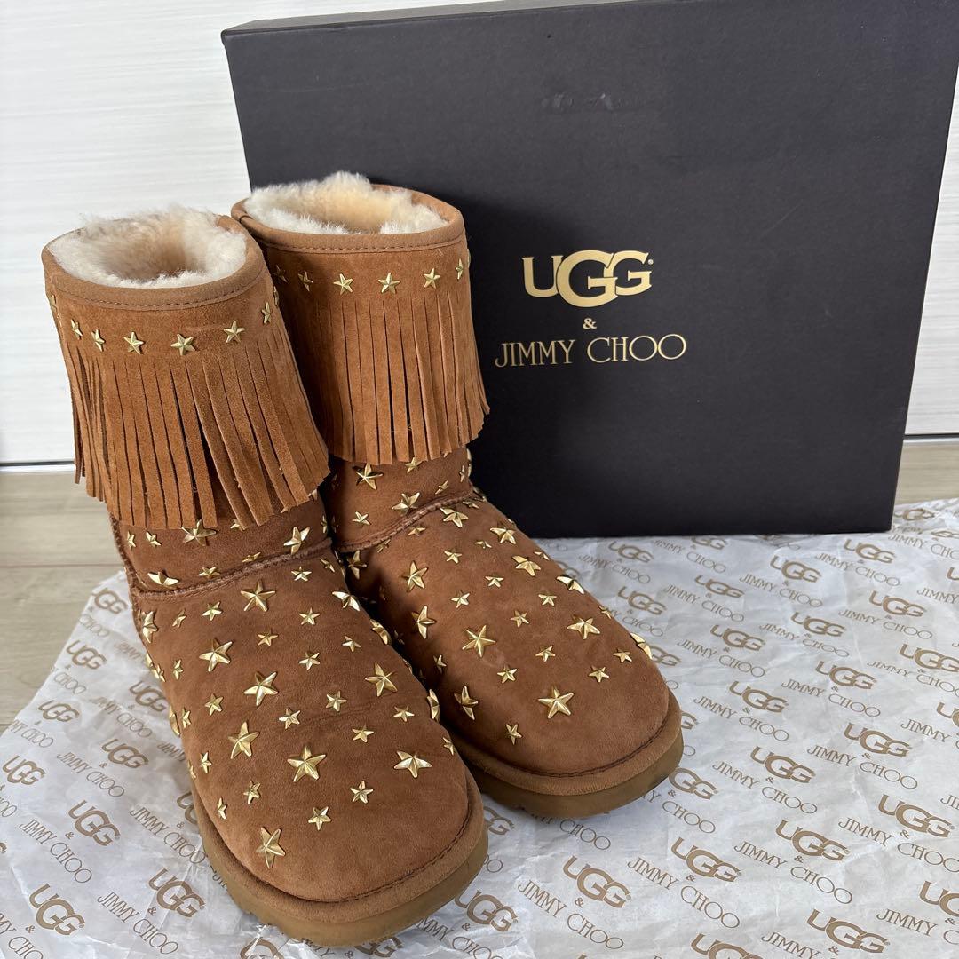 UGG&JIMMY CHOO アグ&ジミーチュウコラボ ブラウン ムートンブーツ