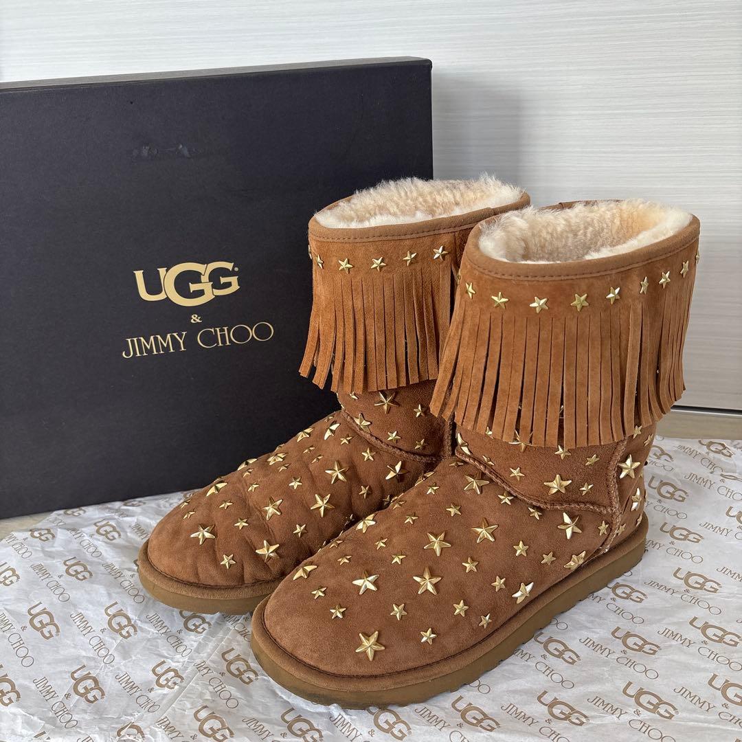 UGG&JIMMY CHOO アグ&ジミーチュウコラボ ブラウン ムートンブーツ