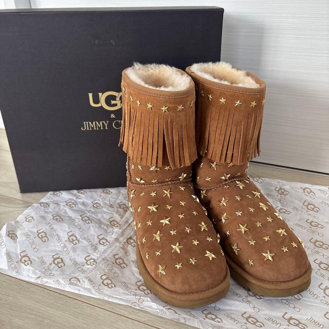 UGG&JIMMY CHOO アグ&ジミーチュウコラボ ブラウン ムートンブーツ