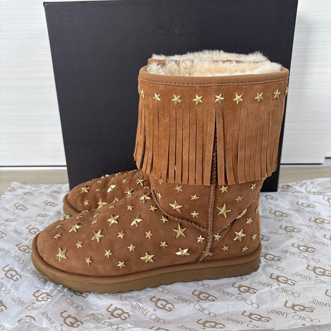 UGG&JIMMY CHOO アグ&ジミーチュウコラボ ブラウン ムートンブーツ