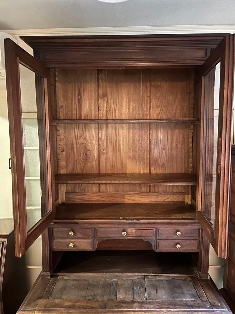 英国製 イギリス アンティーク デスク 棚 ビンテージ インテリア キャビネット