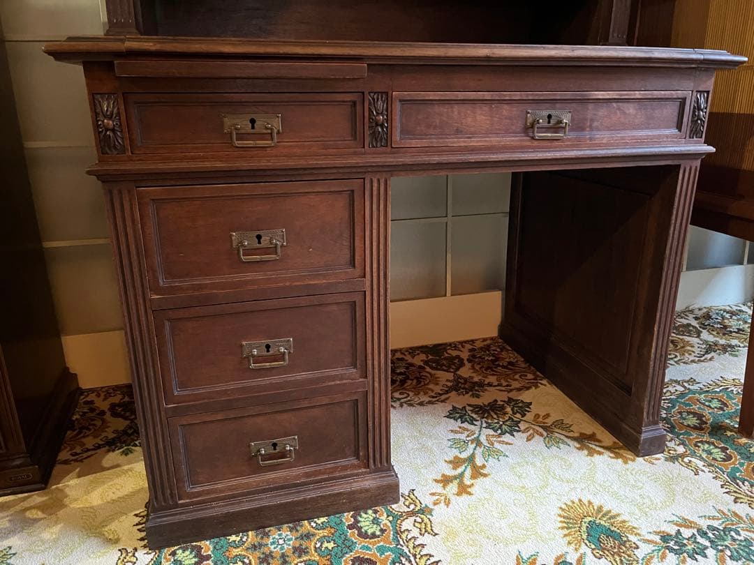 英国製 イギリス アンティーク デスク 棚 ビンテージ インテリア キャビネット