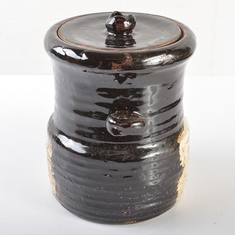 北大路魯山人作　黒織部　水指　時代箱付　V　R6469B