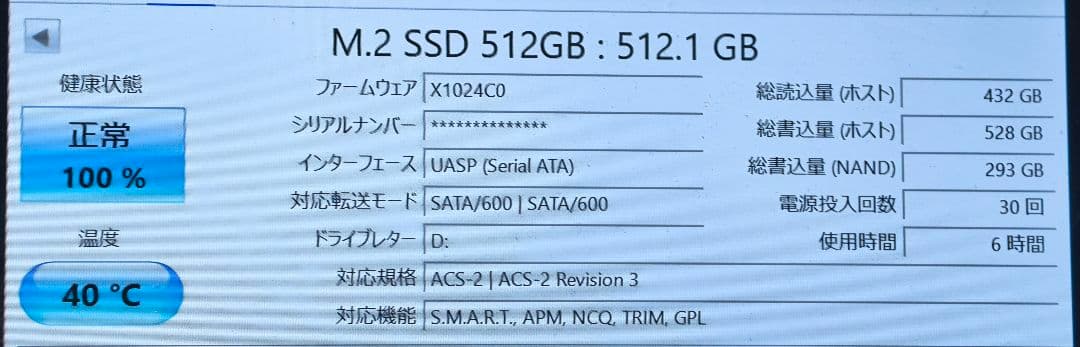 内蔵型SSD M.2 SATA SSD 512GB