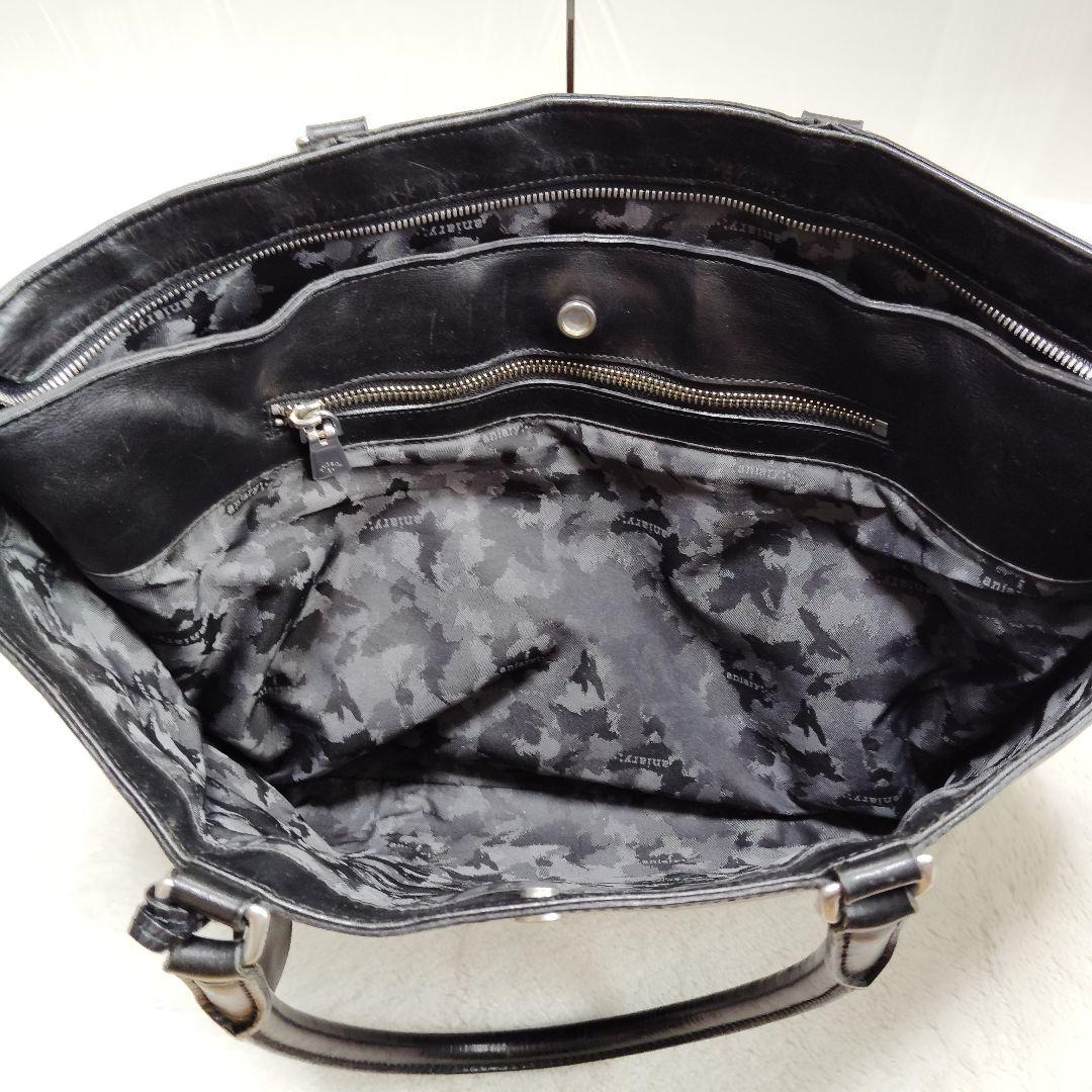 【艶】アニアリ　ビジネストート　ブリーフケース　オールレザー　舟形　A4　黒