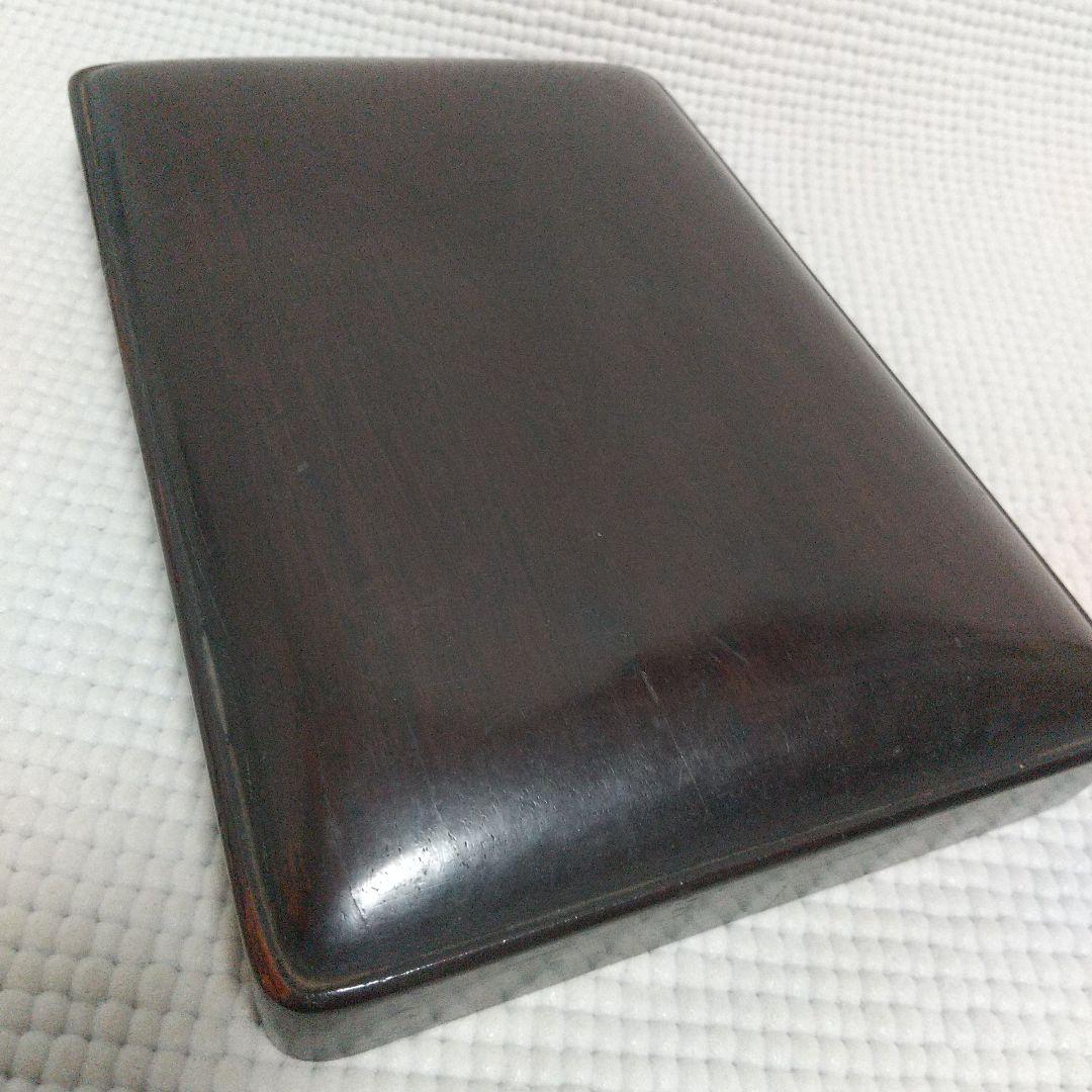 k*o様 雲龍が見事な浅型の硯／黒檀(?)の木箱入り
