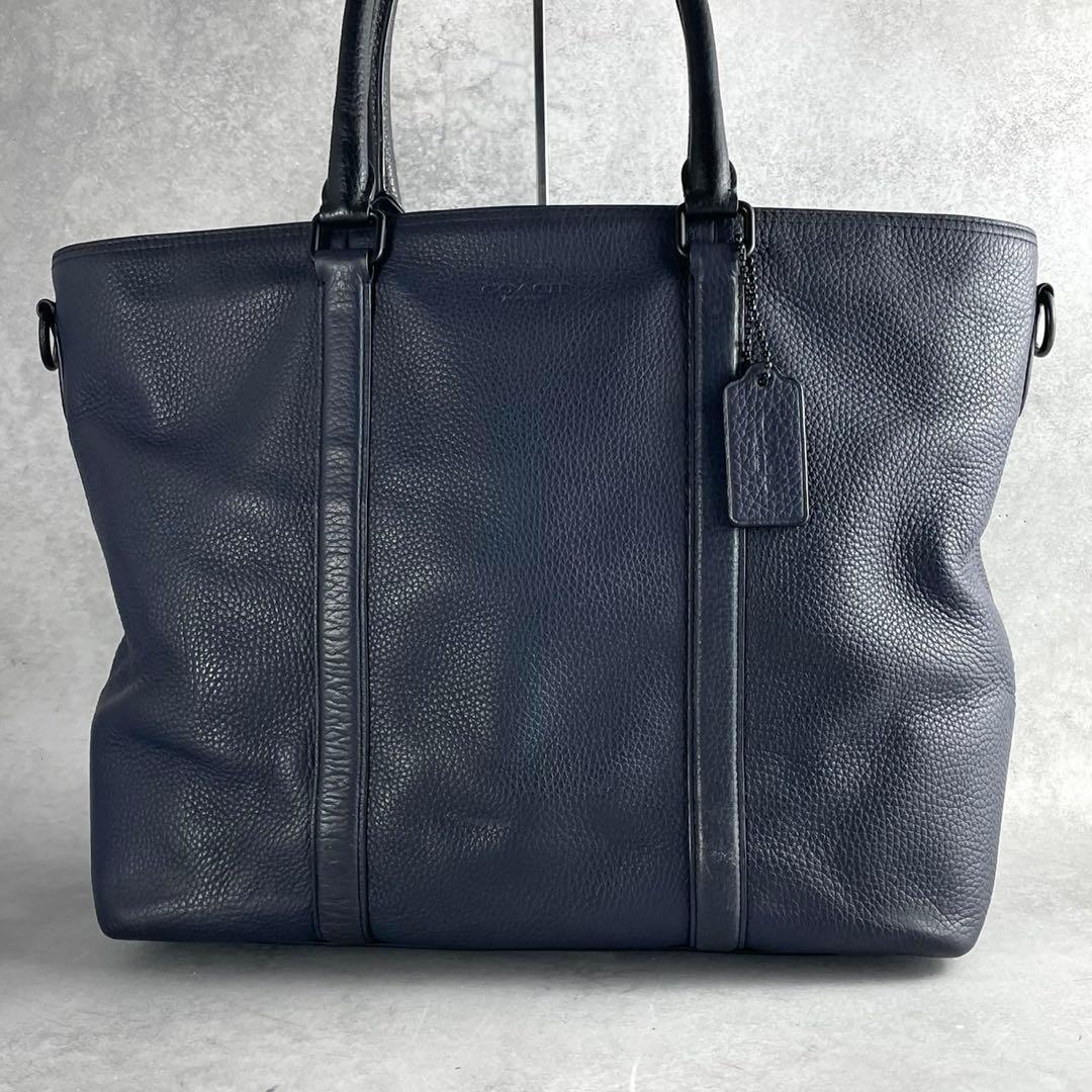 コーチ メトロポリタン トートバッグ 2way ビジネス レザー　ネイビー