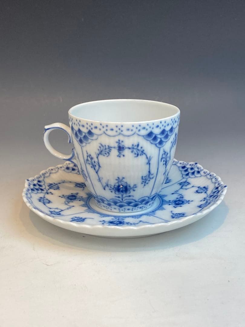 ロイヤルコペンハーゲン ブルーフルーテッド フルレース デミタスカップ＆ソーサー