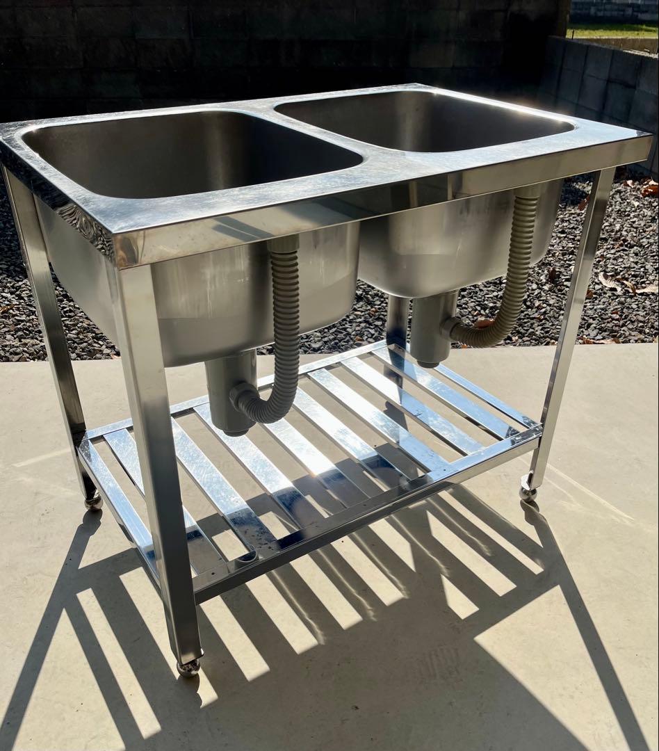 ステンレス2槽シンク 流し台　900×600×800