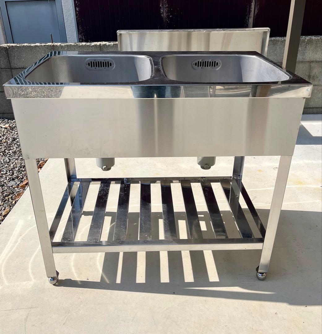 ステンレス2槽シンク 流し台　900×600×800