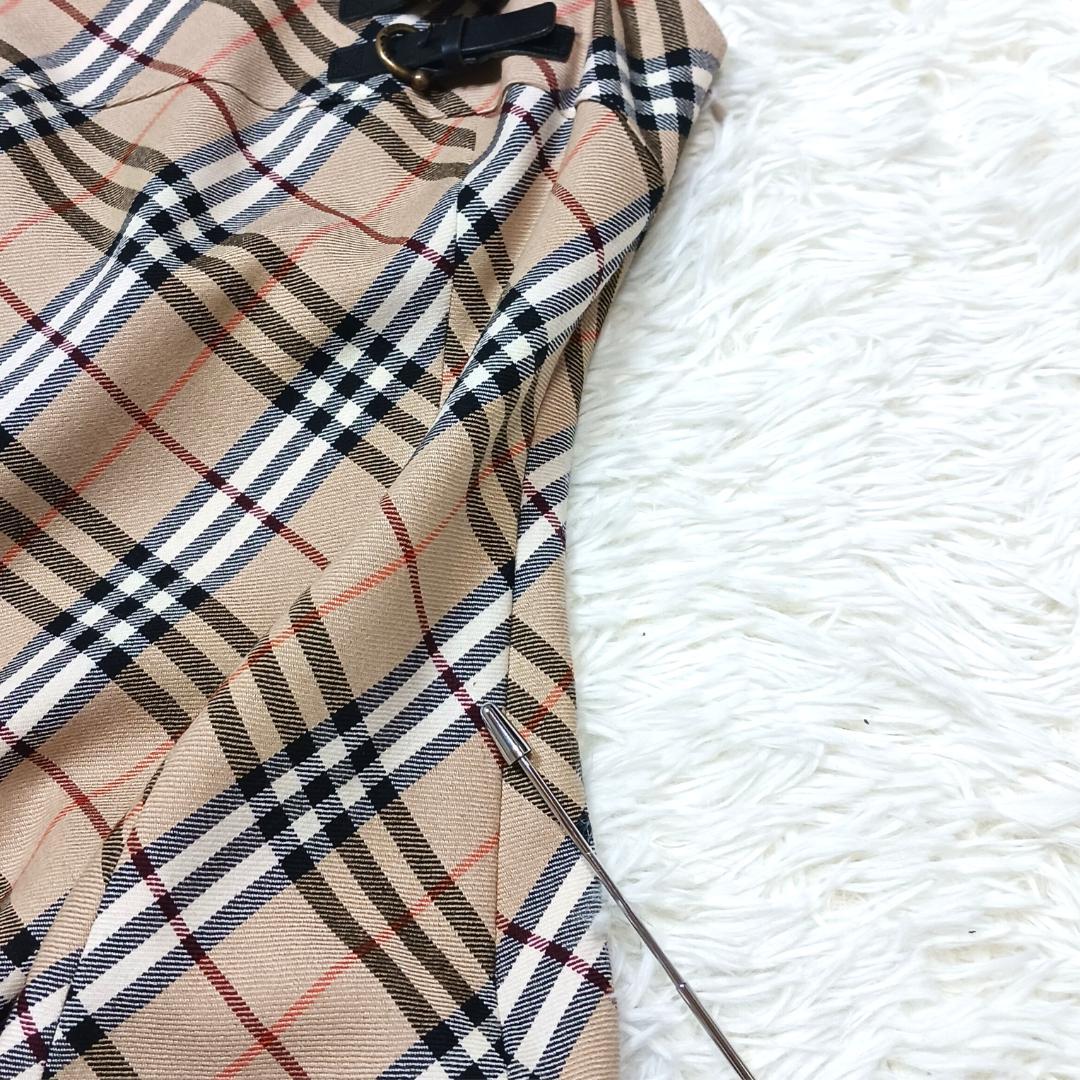 お洒落✨　バーバリーブルーレーベル　ミニワンピース　プリーツ　チェック　本革　M