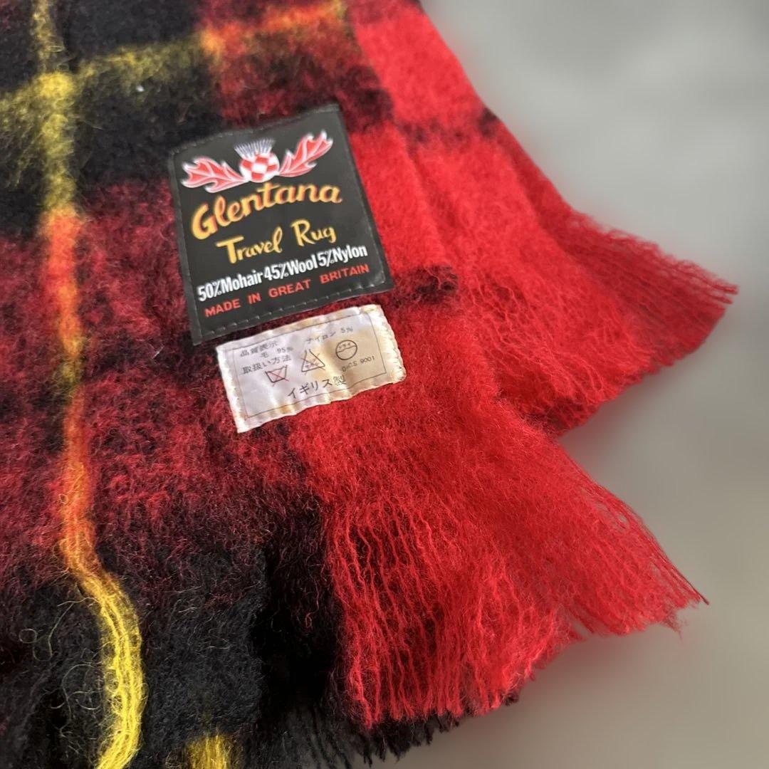 希少品‼️ヴィンテージ　イギリス製　Glentana トラベルラグ 赤黒チェック