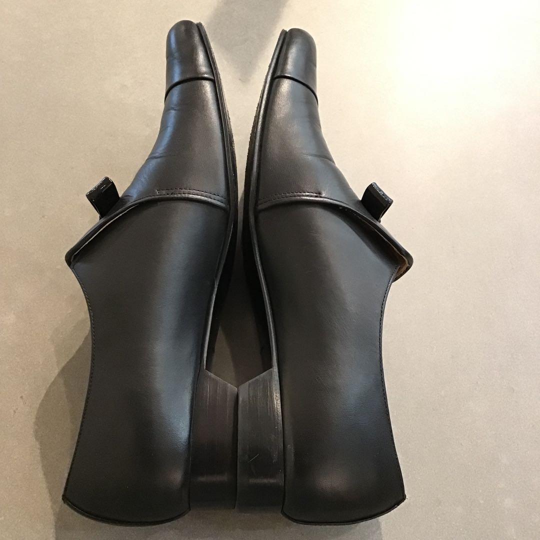 chausser ショセ＊黒　スリッポン キャップトゥ シューズ　革靴　39