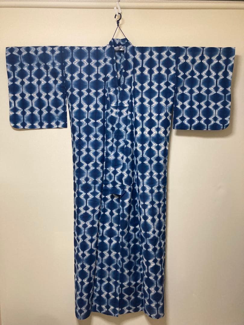 【高級】【美品】有松鳴海絞　日本製の伝統工芸士さん染め絞り 単衣浴衣