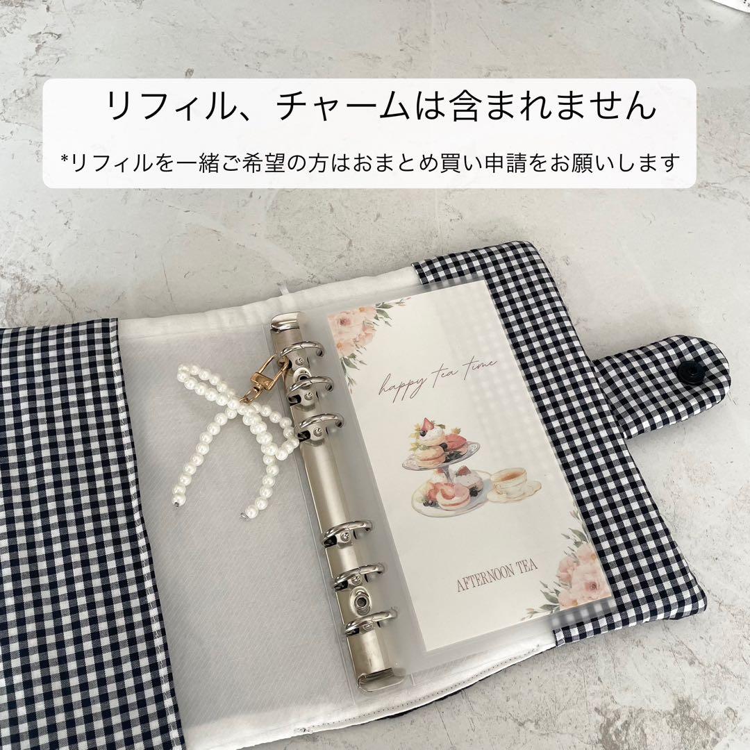 A6バインダーカバー&バインダー付き　ヌビ　ギンガムリボン　韓国　セービング貯金