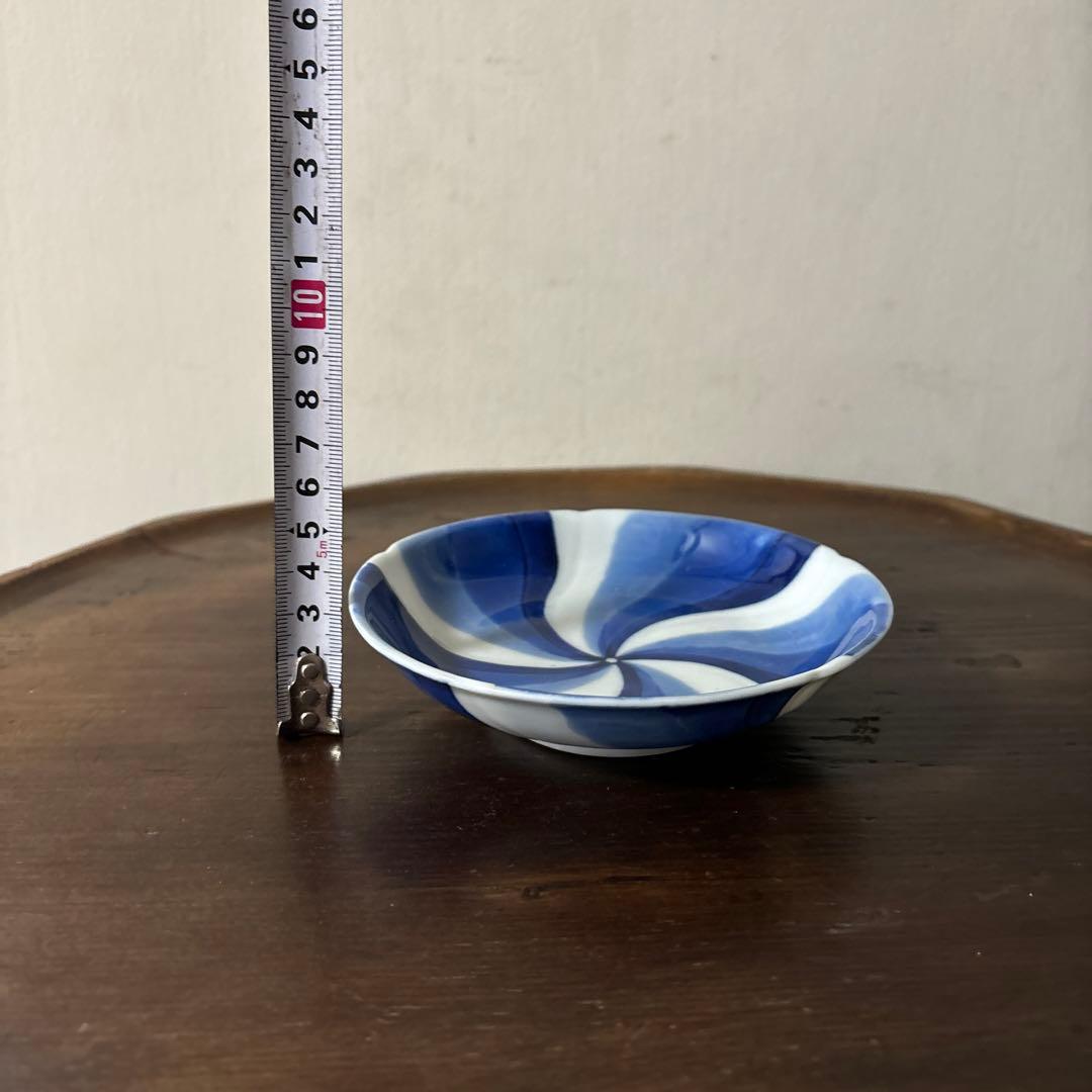 古伊万里染付捻り文皿　2点　江戸明治　アンティーク　酒器　白洲正子　白磁　検李朝