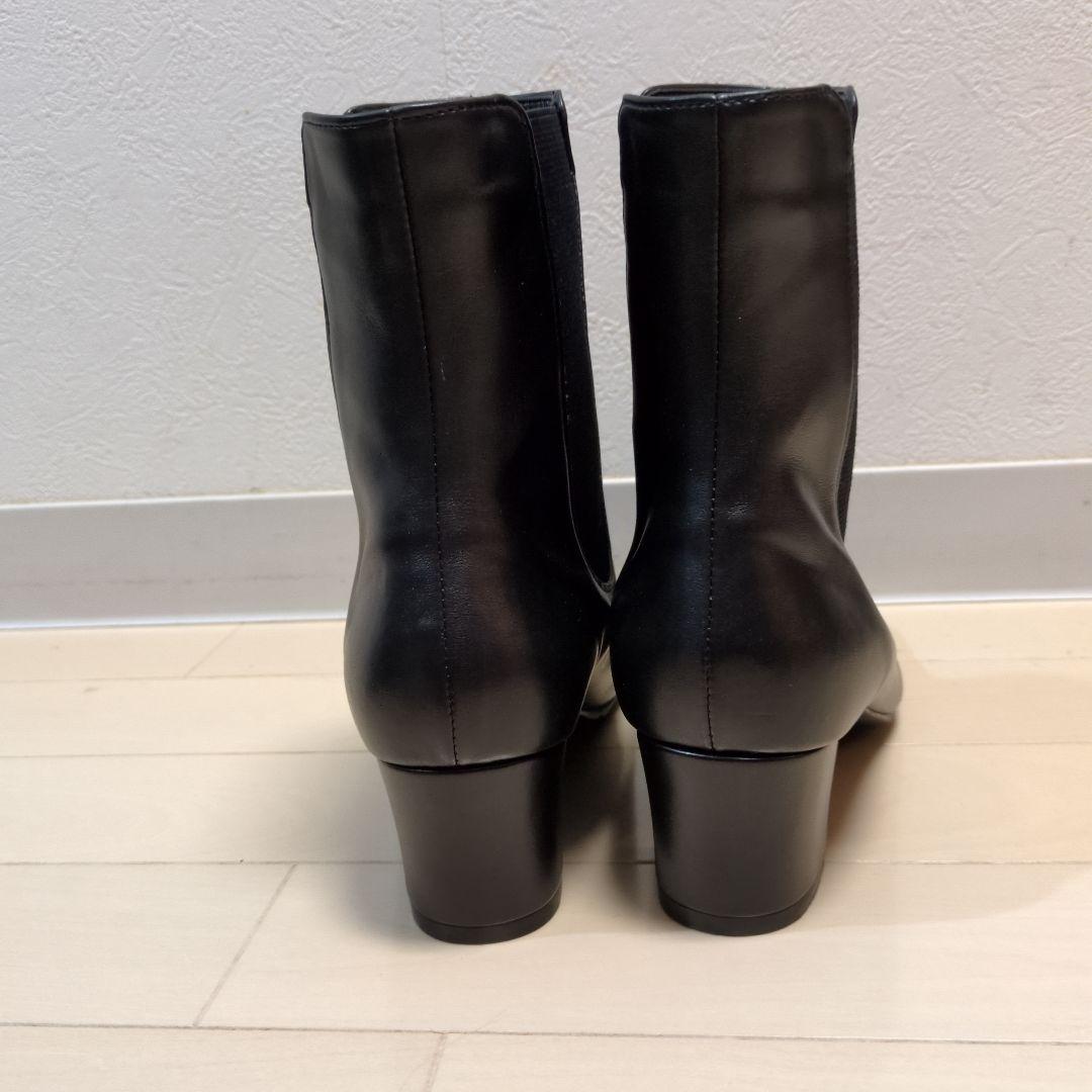 RAKUNAラクナ 5.5cmヒール　ブラックレザー サイドゴアブーツ