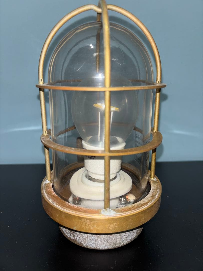 中古　松本船舶　マリンランプ　2号フランジ(ゴールド) 真鍮　LED電球付き　②