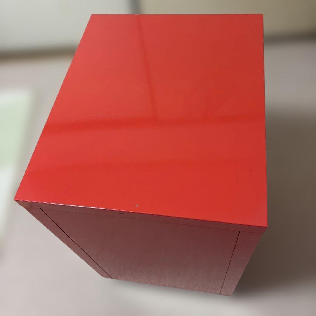 フランフラン３段デスクワゴン スチール製 キャスター付 赤色 日本製