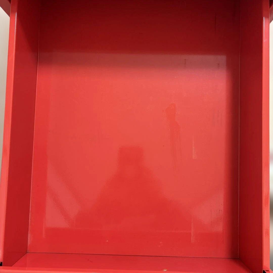 フランフラン３段デスクワゴン スチール製 キャスター付 赤色 日本製