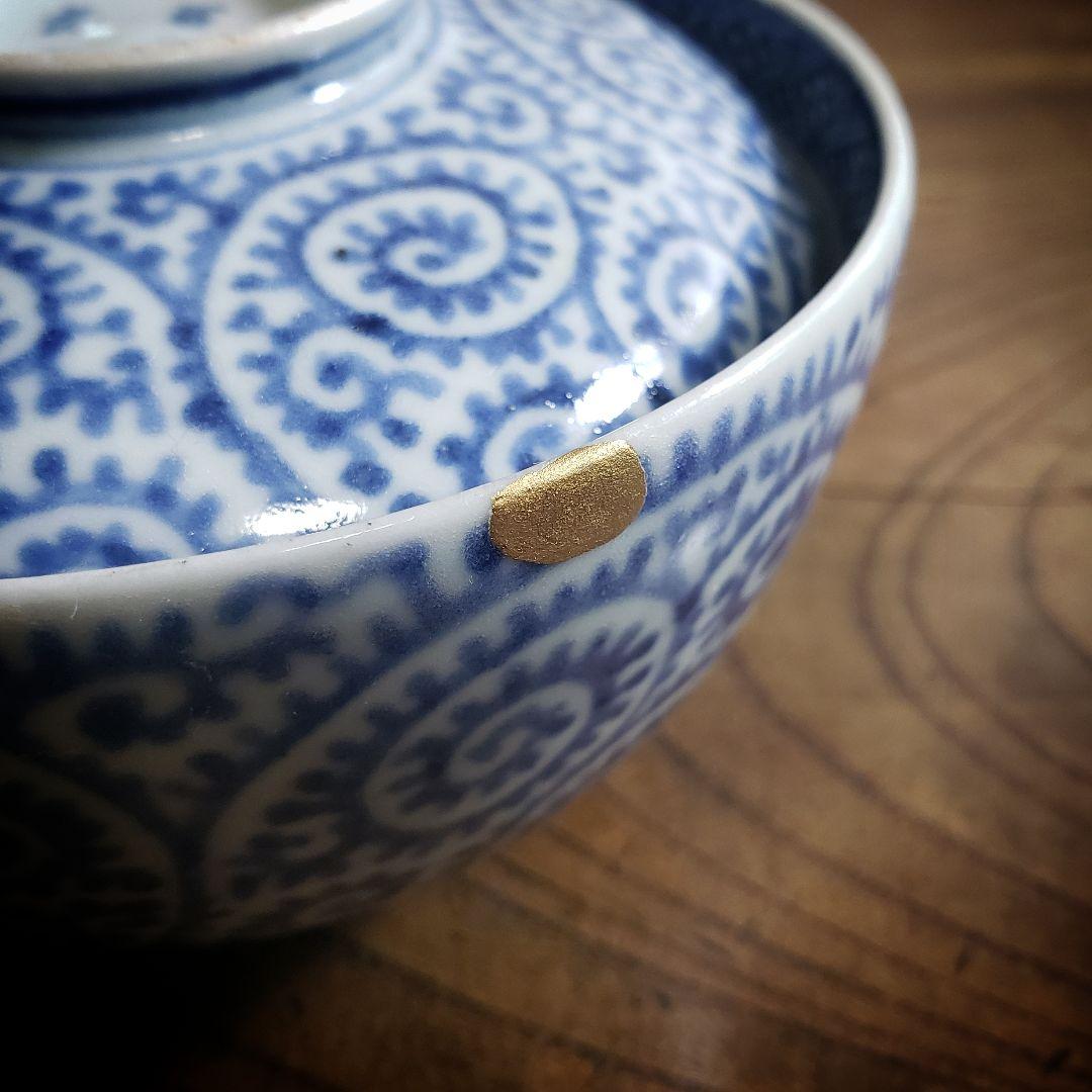 蓋物　蛸唐草　大　富貴長春　染付　松竹梅　古伊万里　訳あり