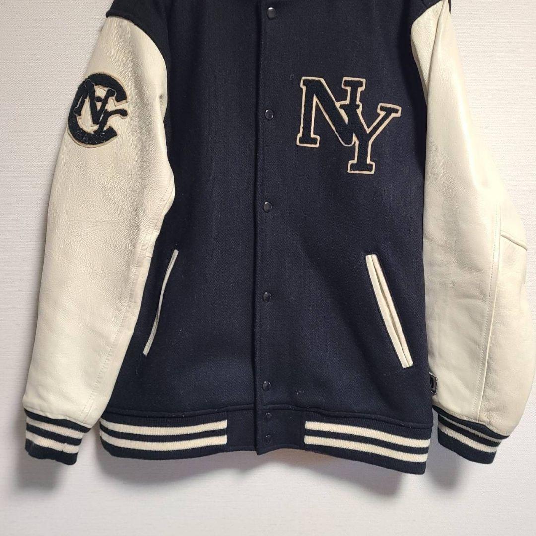 スピリチュアルボール スタジャン 袖切替 レザー ウール NY ワッペン