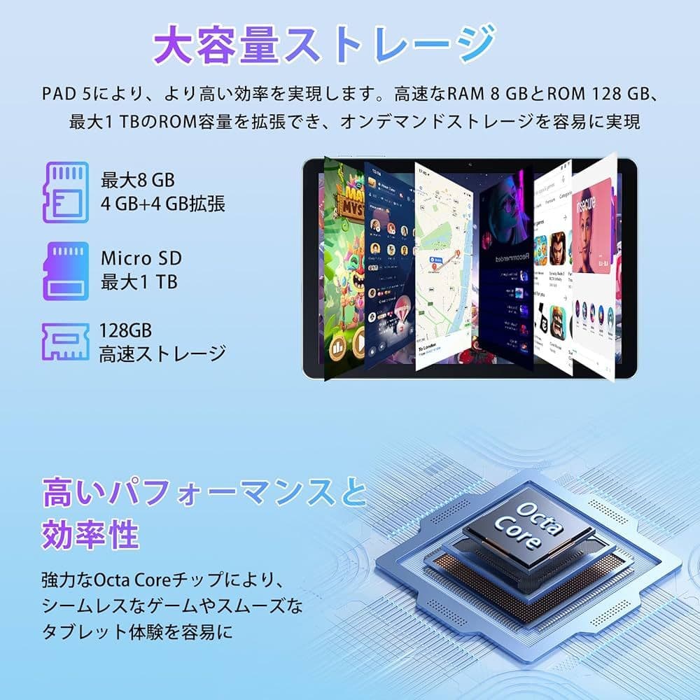 PAD 5タブレット Android 14 8GB 128GB
