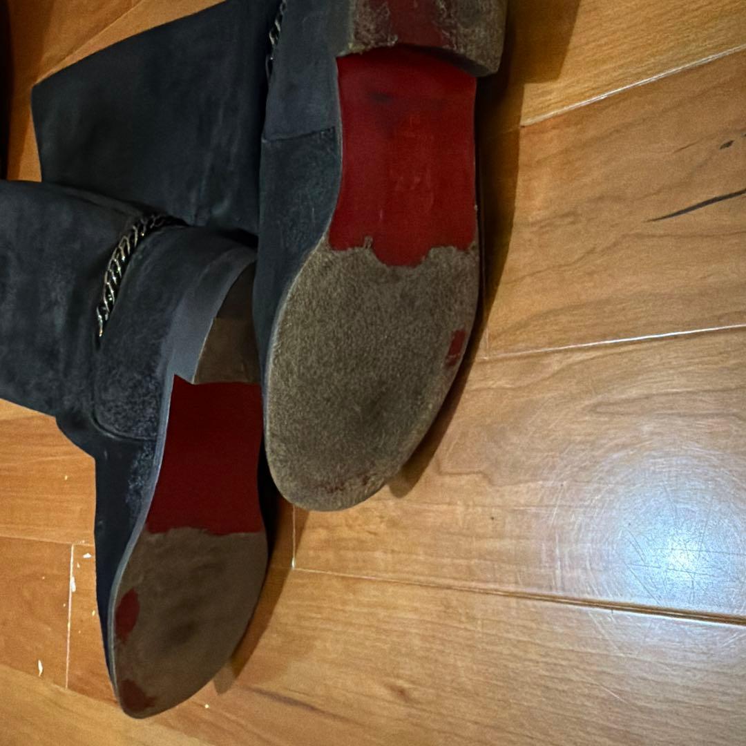 クリスチャンルブタン　ブラックスエードロングブーツ