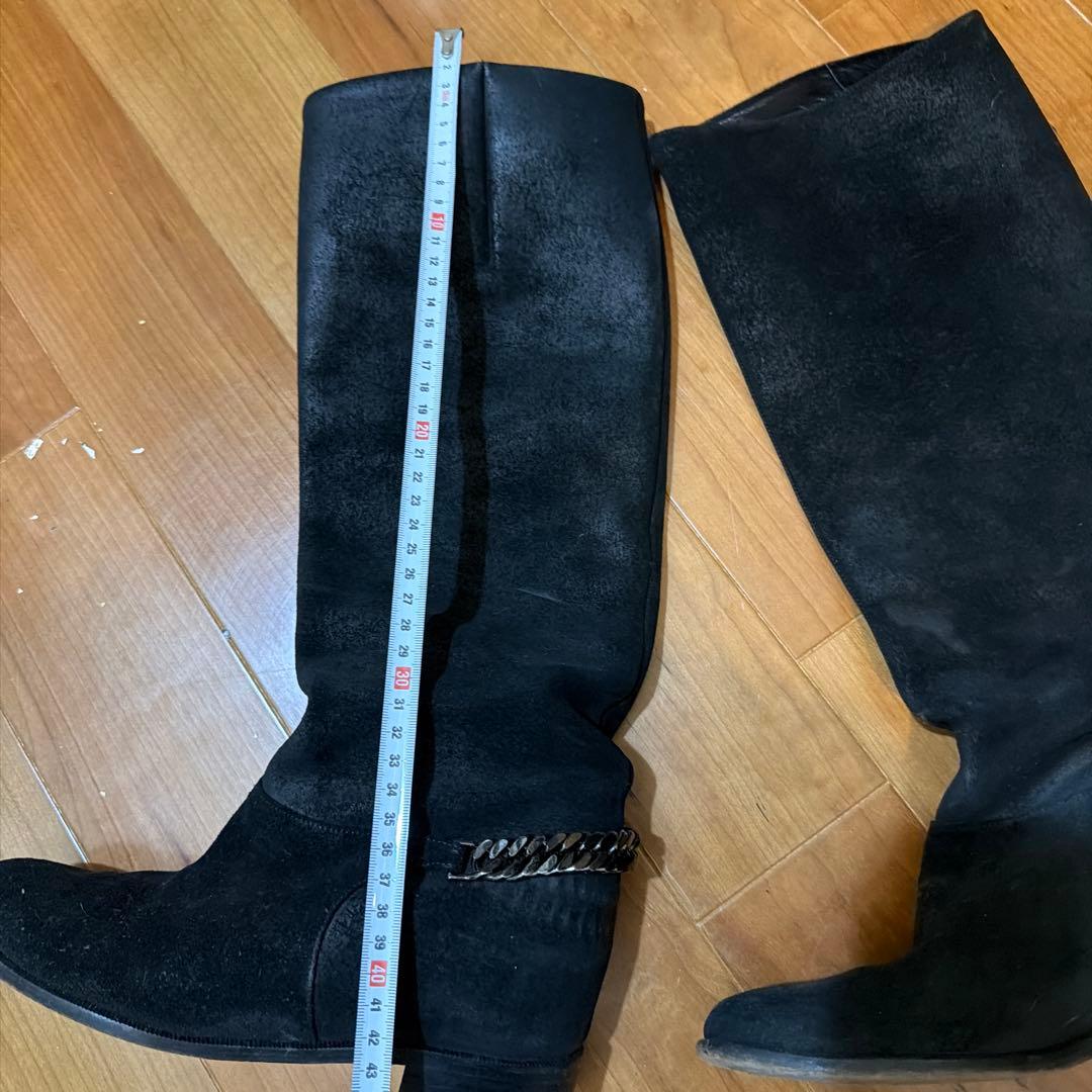 クリスチャンルブタン　ブラックスエードロングブーツ