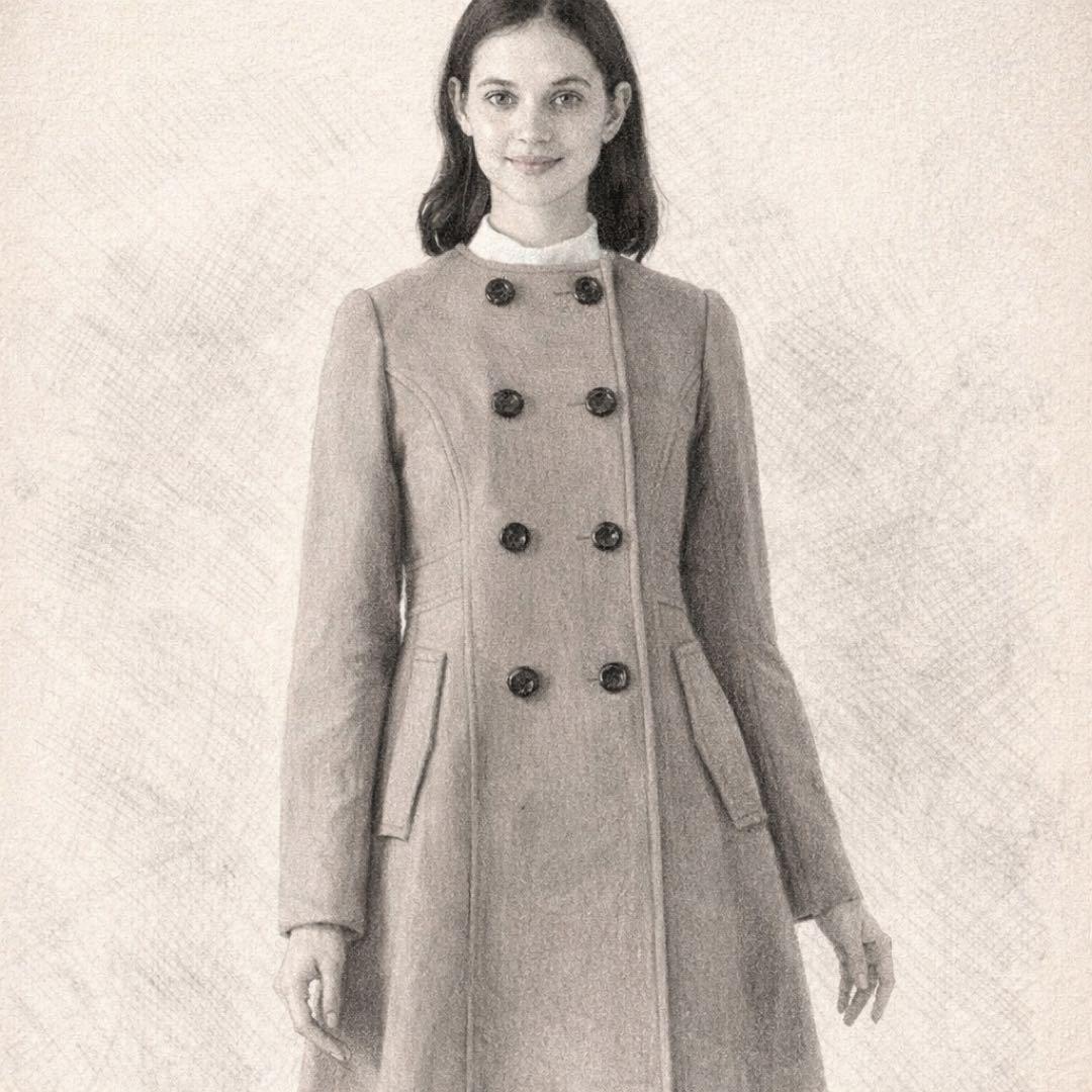 ブルーレーベル プリンセスライン メガチェック ウールメルトン ロングコート