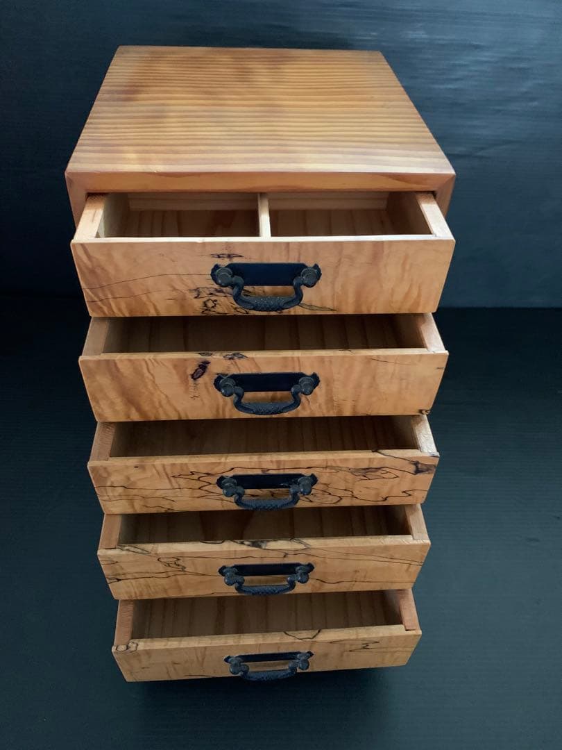 5段　小引き出し　黒柿