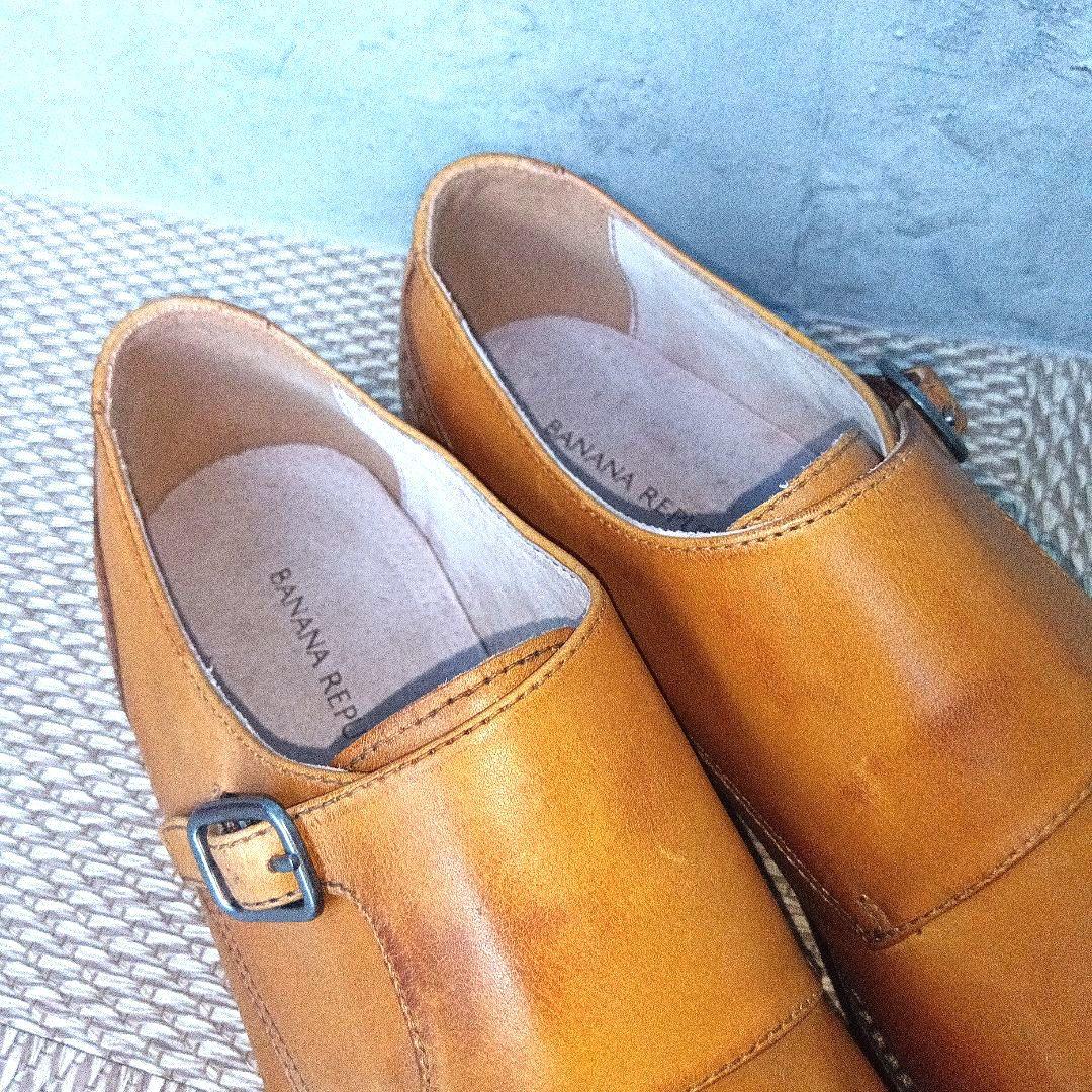 BANANA REPUBLICストレートチップ ダブルモンクストラップ 8 茶