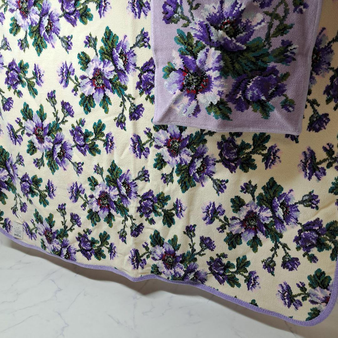 20251125　フェイラー　ブランケット　ハンカチ　2点セット　花柄　パープル