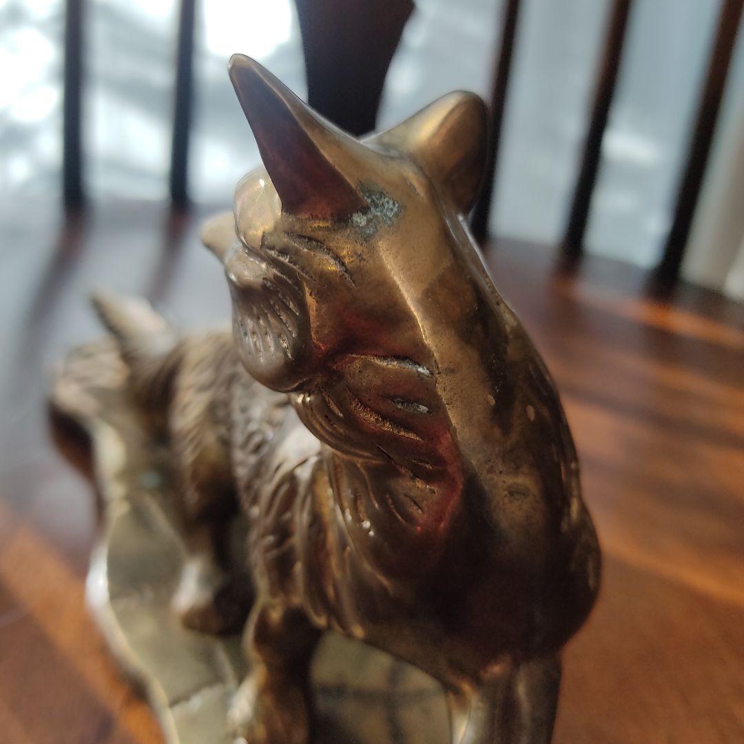 ヴィンテージ　真鍮　銅　アイアン　フォックス　キツネ　狐　文鎮