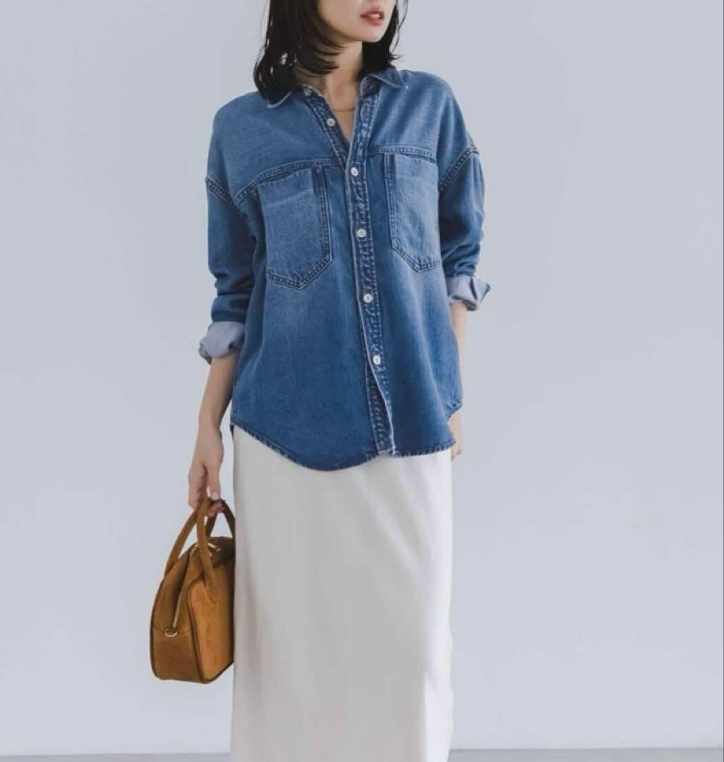 NOBLE スージングデニムビッグポケットシャツ