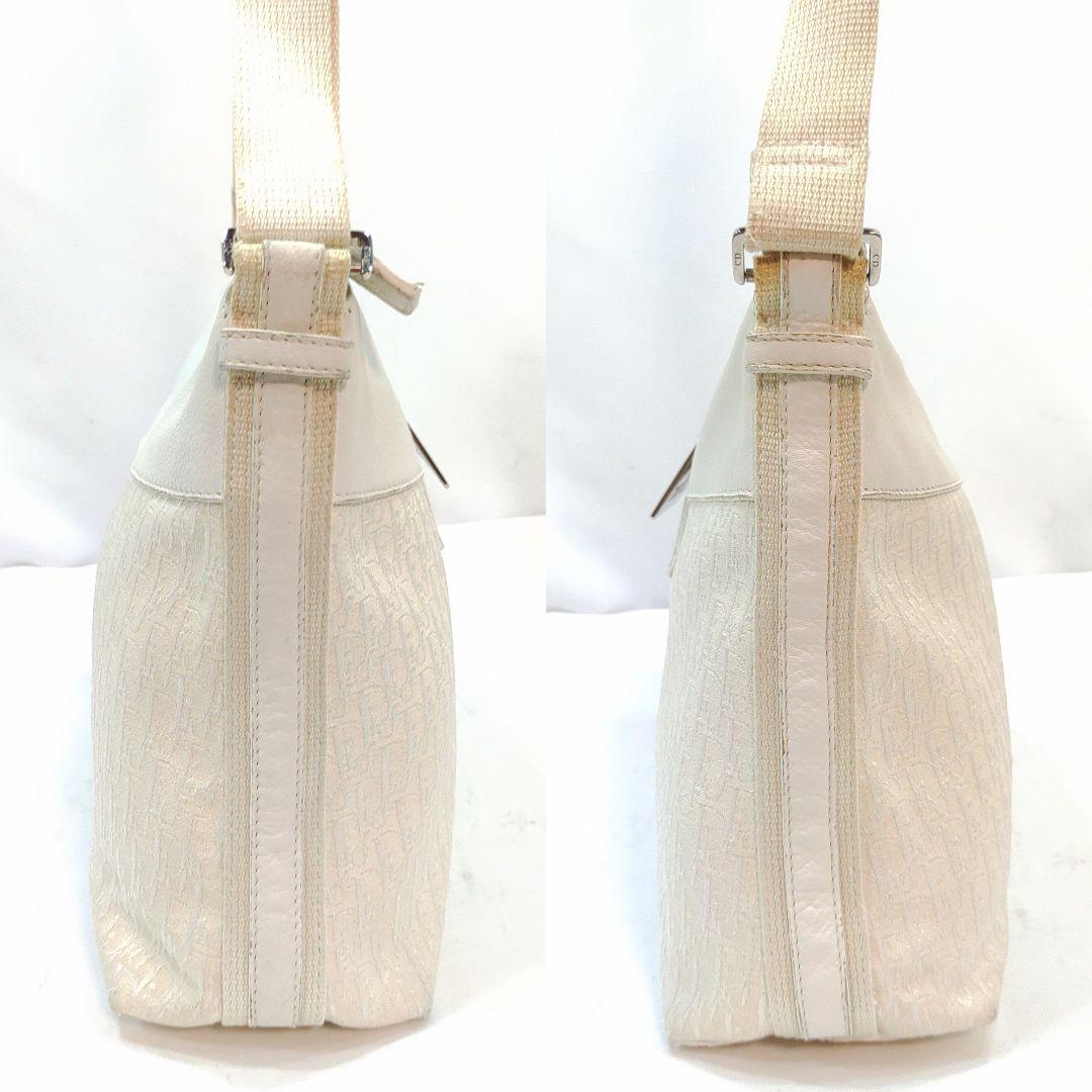 クリスチャンディオール ショルダーバッグ レザー×キャンバス 白 トロッター柄