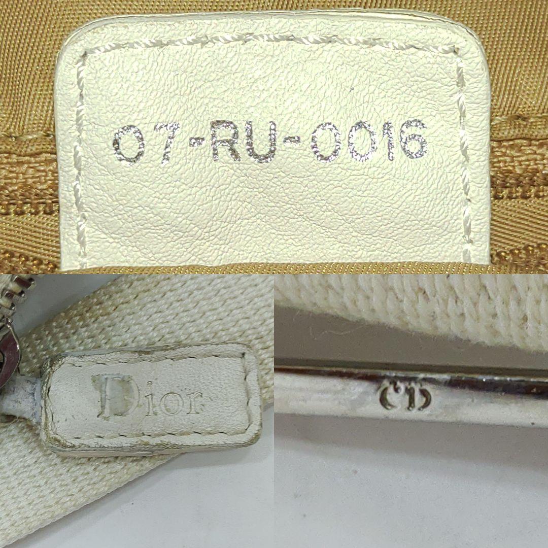 クリスチャンディオール ショルダーバッグ レザー×キャンバス 白 トロッター柄