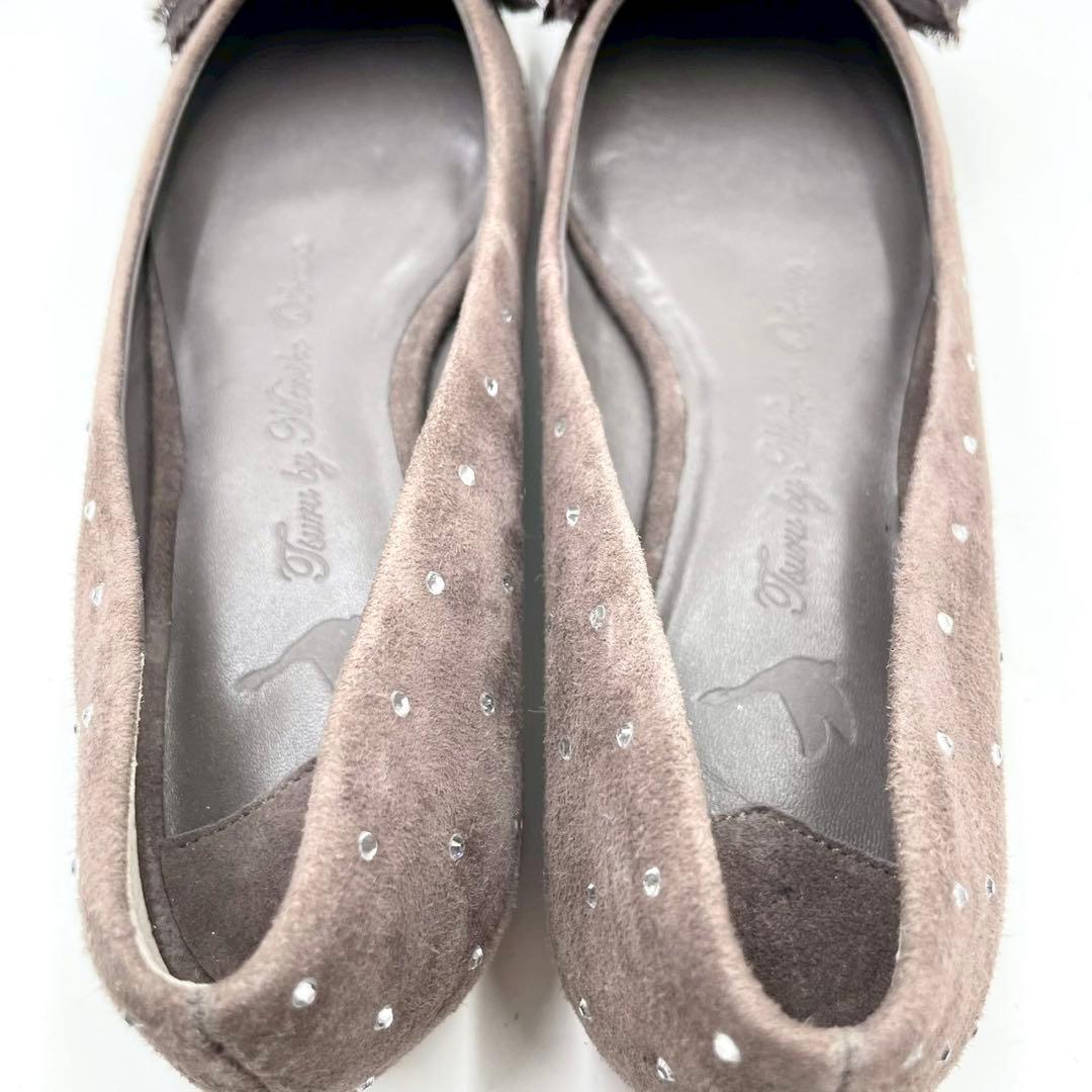 ツルバイマリコオイカワ ビジューバックル パンプス 34 ブラウン Y1158