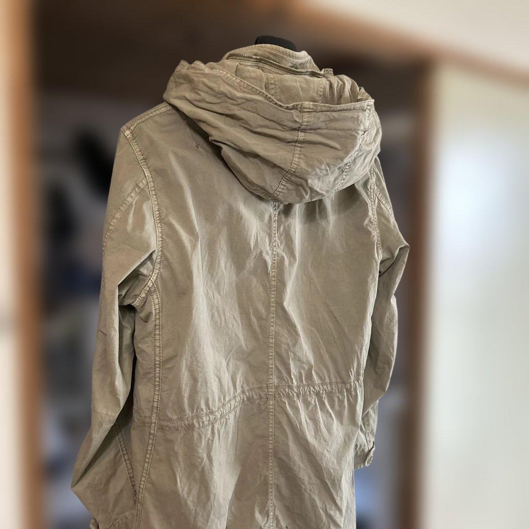 Goa ミリタリージャケット　メンズ　ロング　フード収納　ダブルジップ　y2k