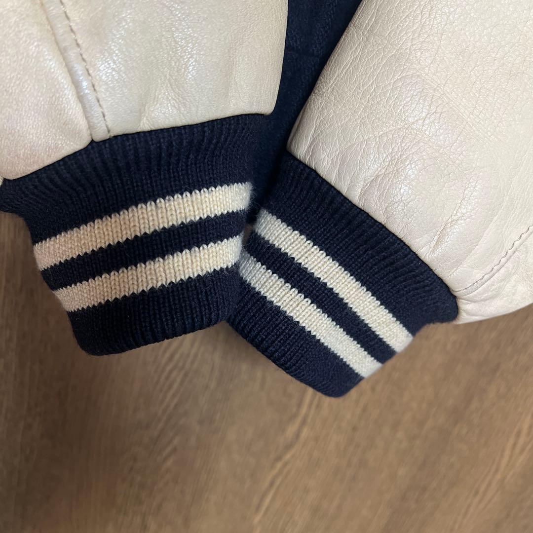 VAN JAC スタジアムジャンパー　袖皮 ネイビー　 Lサイズ