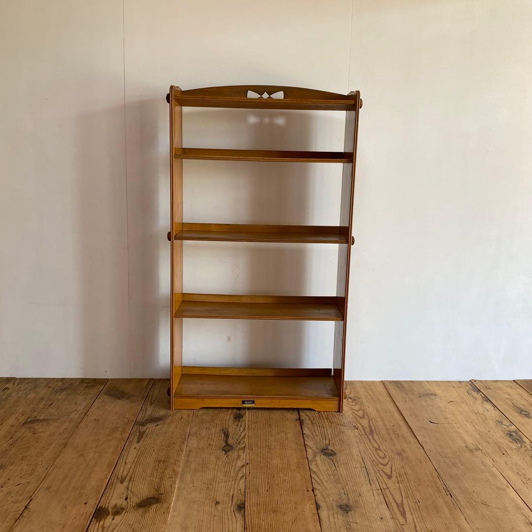 アンティーク オープンラック 本棚 木ネジ式 無垢材 透かし彫り z929