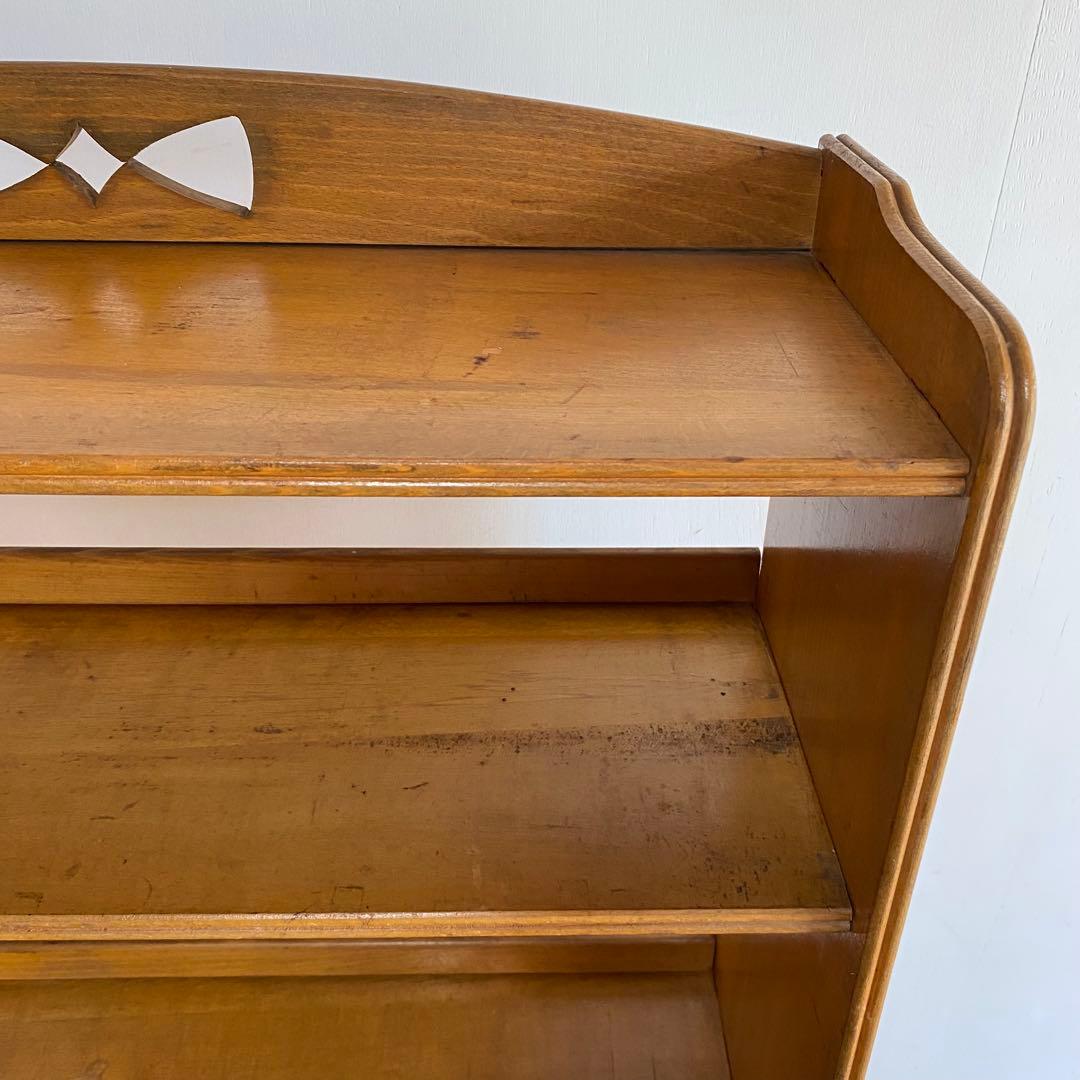 アンティーク オープンラック 本棚 木ネジ式 無垢材 透かし彫り z929